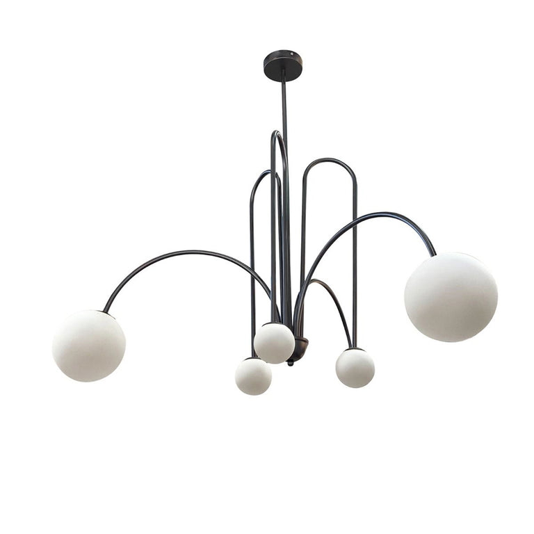 Arch 6 Light Pendant Black / Opal