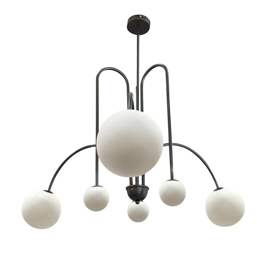 Arch 6 Light Pendant Black / Opal