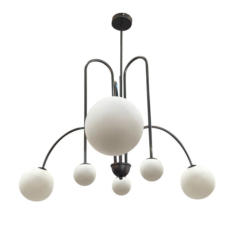 Arch 6 Light Pendant Black / Opal