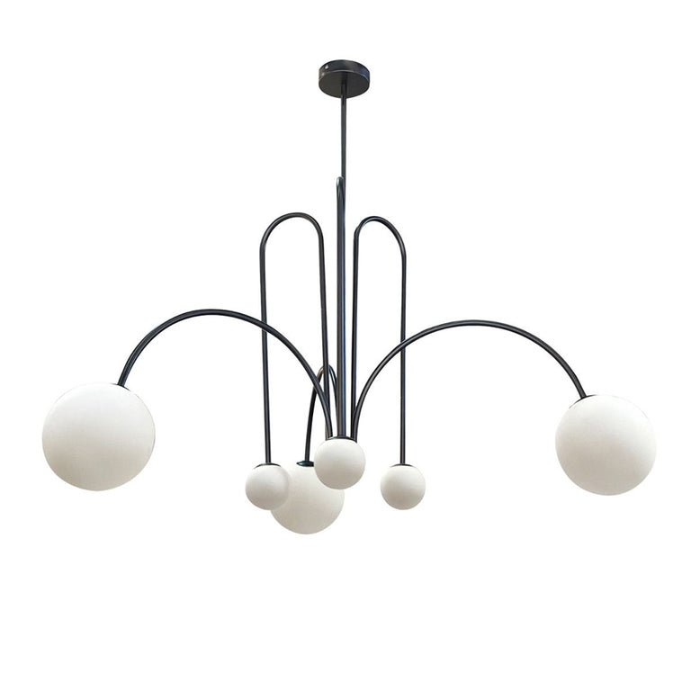 Arch 6 Light Pendant Black / Opal