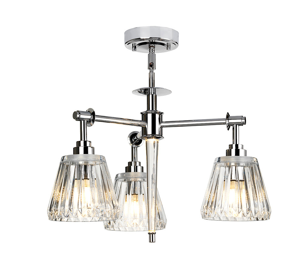 Agatha 10W LED 3 Light Semi Flush Pendant Polished Chrome - BATH-AGATHA3P-PC