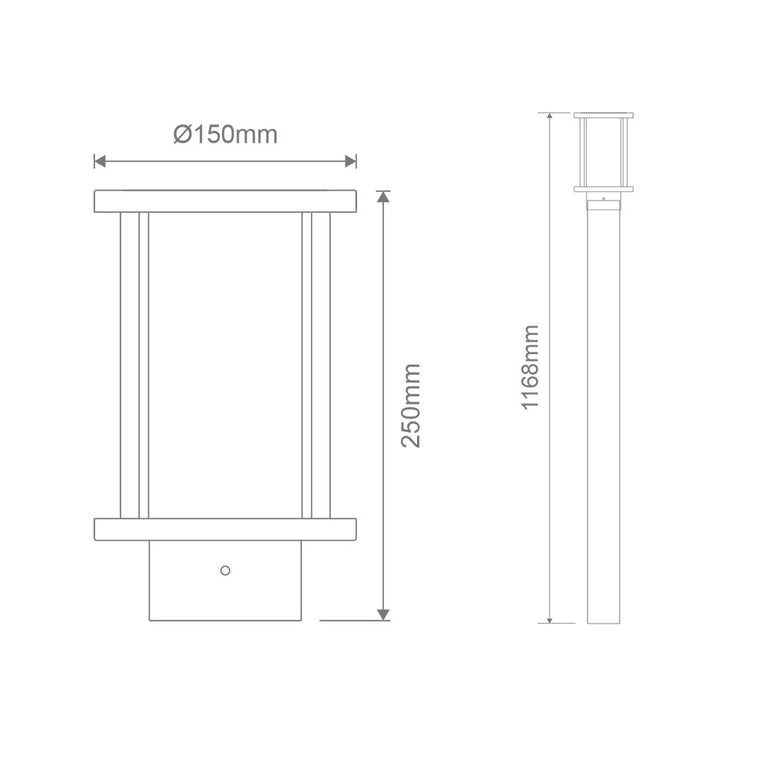 BL-400 Bollard Head With 1 Metre Post Black / Clear - 10682