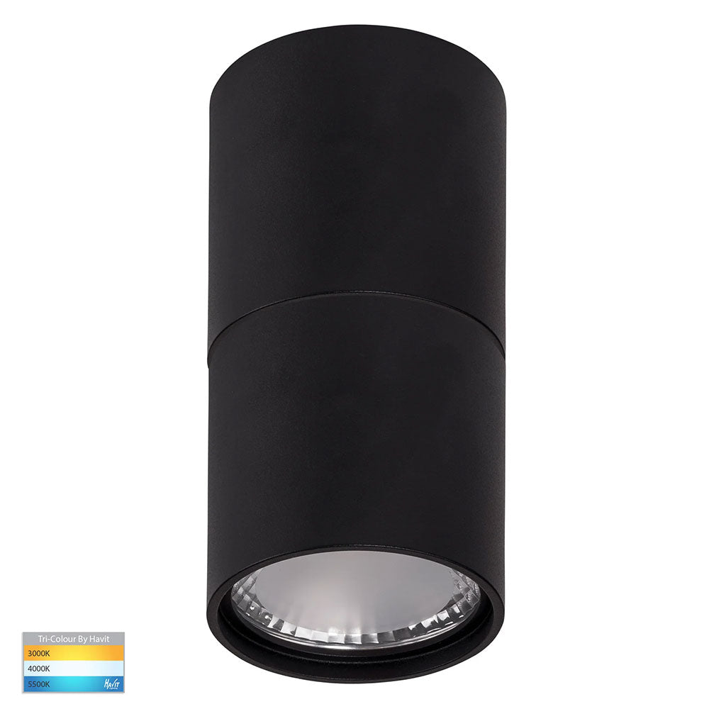 Nella 7W CCT 12V DC LED Surface Mounted Downlight & Extension Black - HV5802T-BLK-EXT-12V