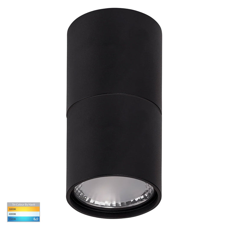 Nella 7W CCT 12V DC LED Surface Mounted Downlight & Extension Black - HV5802T-BLK-EXT-12V