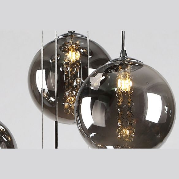Bubbles 10 Light Pendant Black / Smoke