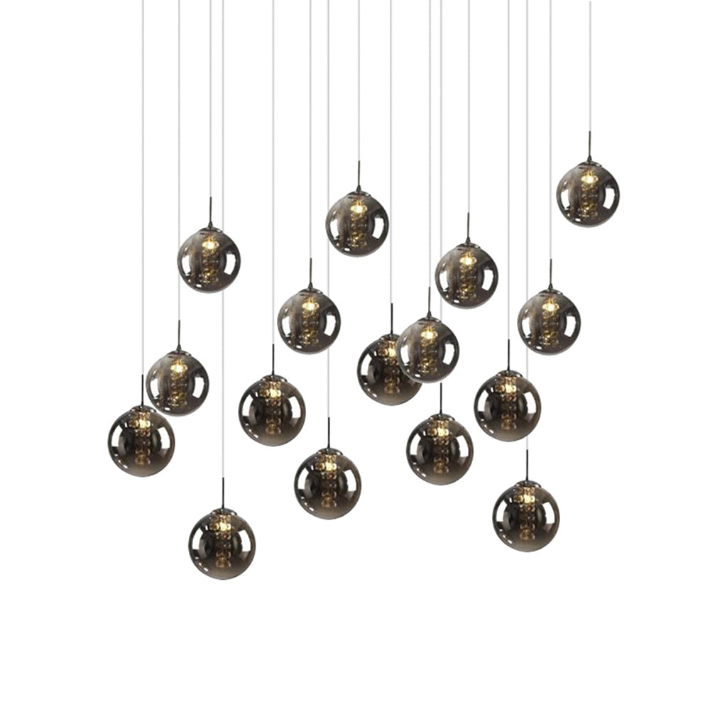 Bubbles 16 Light Rectangle Pendant Black / Smoke