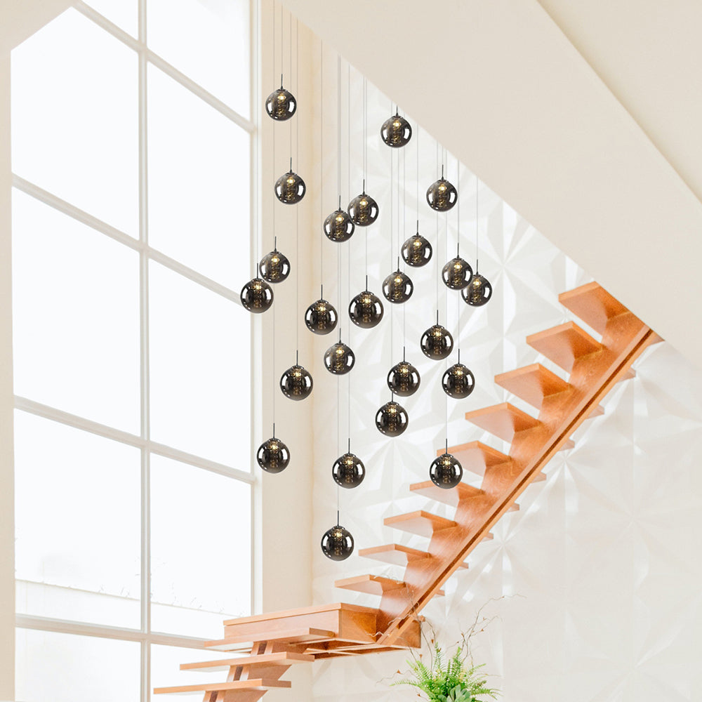 Bubbles 24 Light Rectangle Pendant Black / Smoke