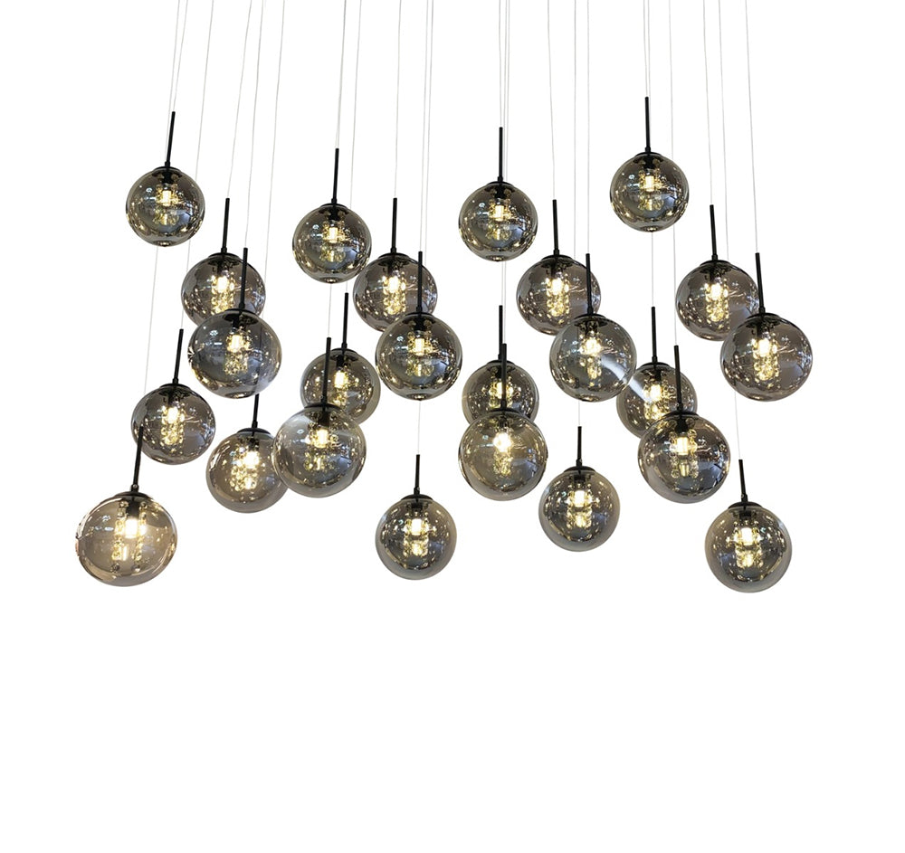 Bubbles 24 Light Rectangle Pendant Black / Smoke