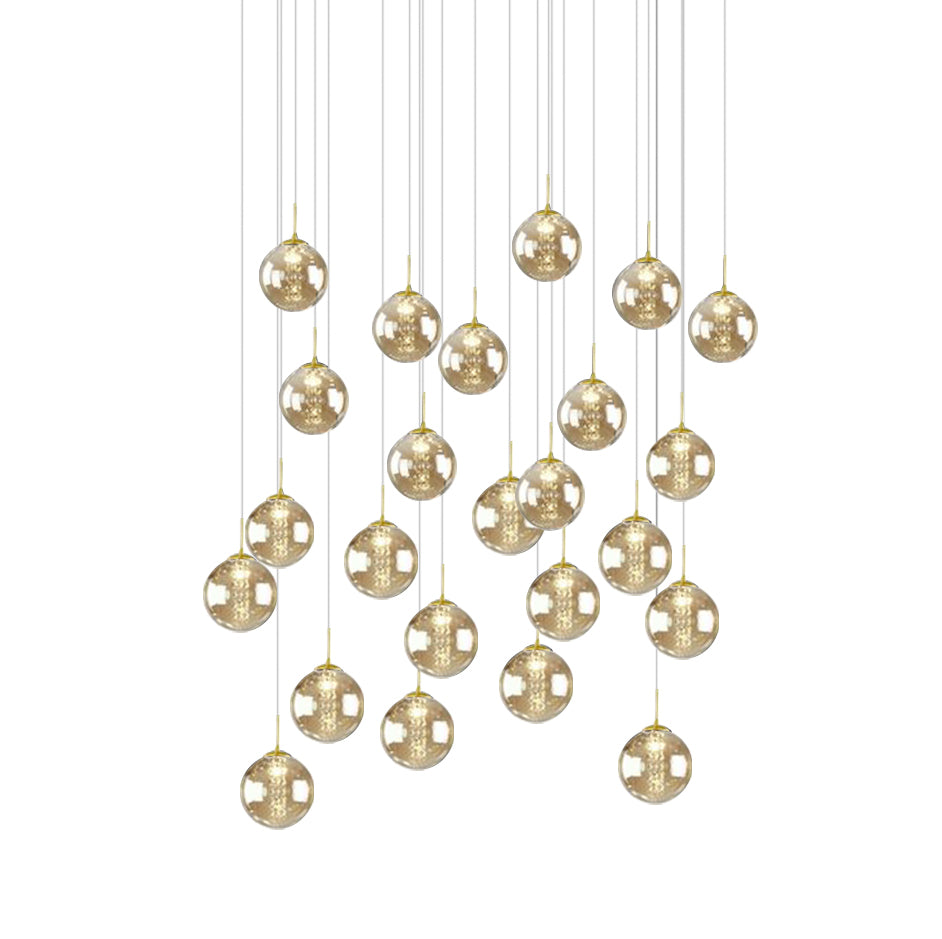 Bubbles 24 Light Rectangle Pendant Gold / Cognac