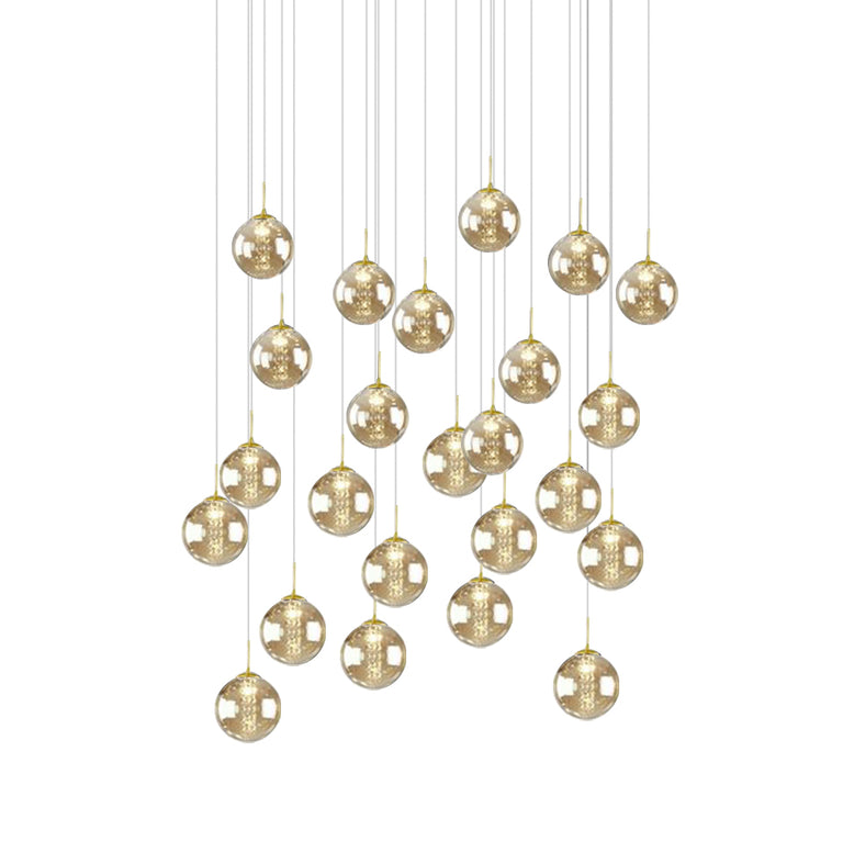 Bubbles 24 Light Rectangle Pendant Gold / Cognac