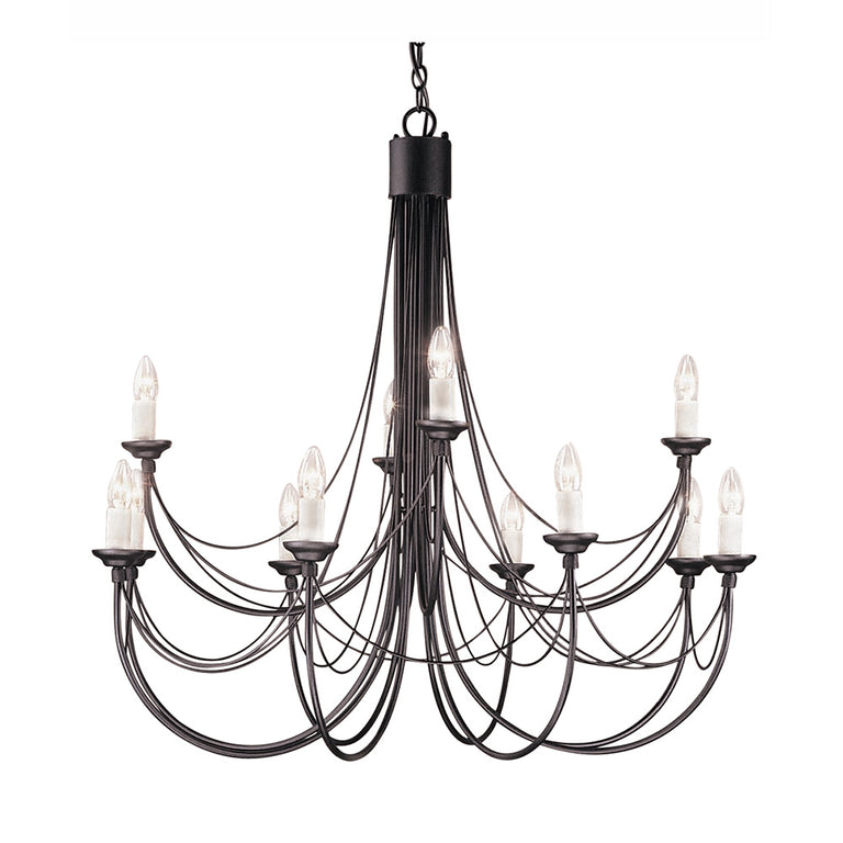 Carisbrooke 12 Light Chandelier Black - CB12-BLACK