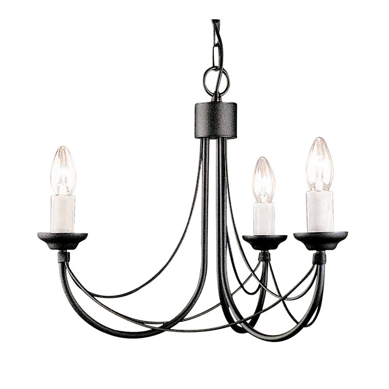 Carisbrooke 3 Light Chandelier Black - CB3-BLACK