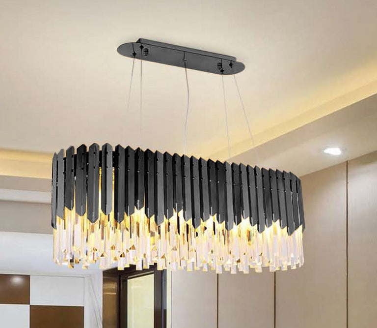 Carter 14 Light Crystal Pendant Chandelier Black