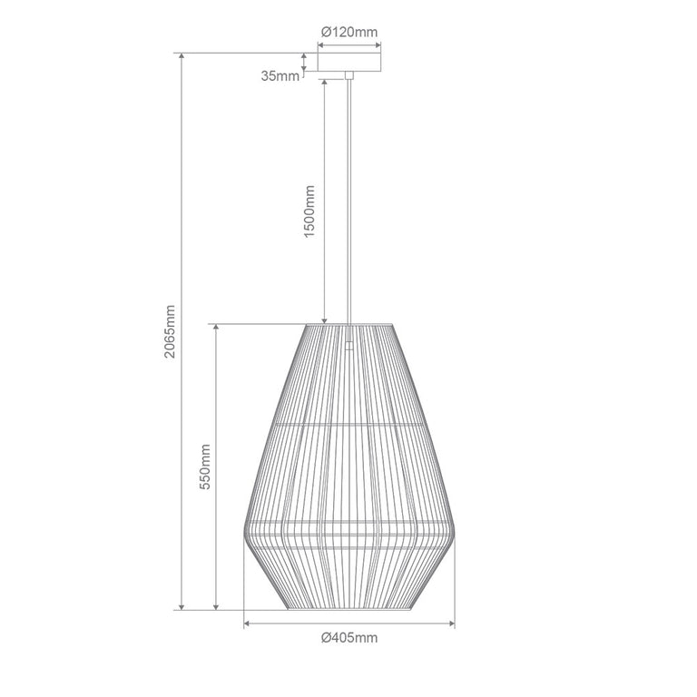 Carter-PDT Paper Rope Large Pendant Black - 23144