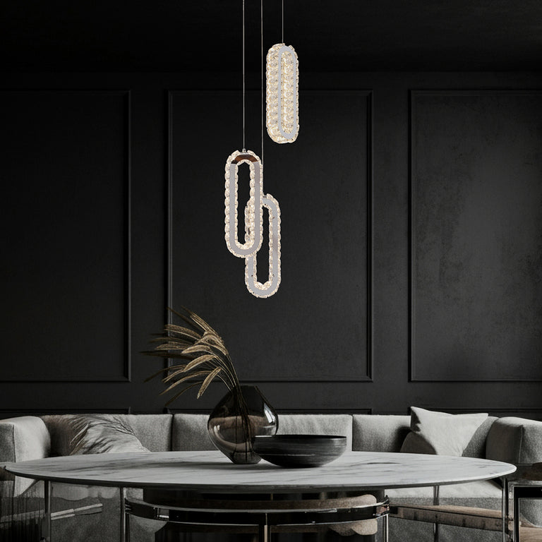 Chanel 3 Light LED Pendant Chrome / Tri-Colour
