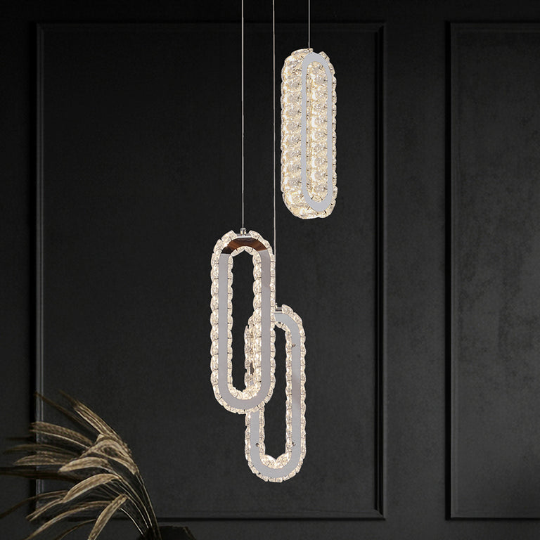 Chanel 3 Light LED Pendant Chrome / Tri-Colour