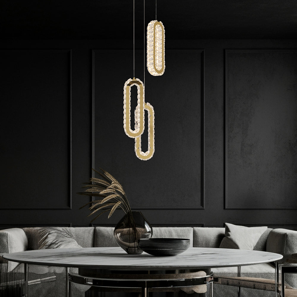Chanel 3 Light LED Pendant Gold / Tri-Colour