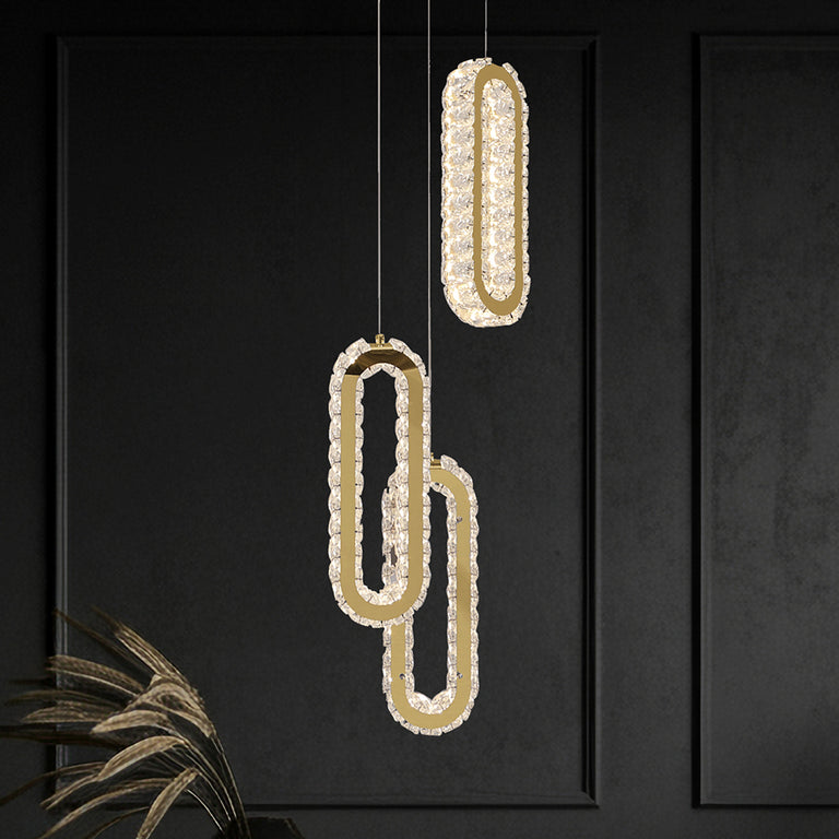 Chanel 3 Light LED Pendant Gold / Tri-Colour