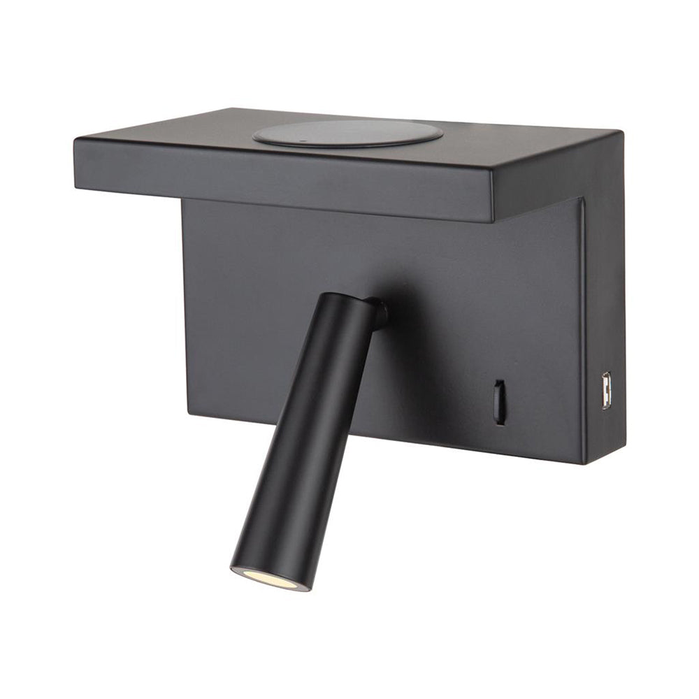 Charge-01 Adjustable 2W Dimmable LED Wireless & USB Charge Wall Light Black / Tri-Colour - 22695