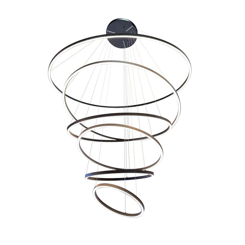 Circle Light Down 6 Tier LED Pendant 150/120/100/80/60/45 Black / Warm White