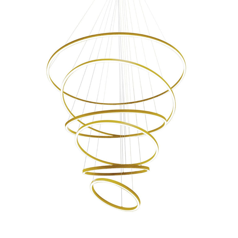 Circle Light Down 6 Tier LED Pendant 150/120/100/80/60/45 Gold / Warm White