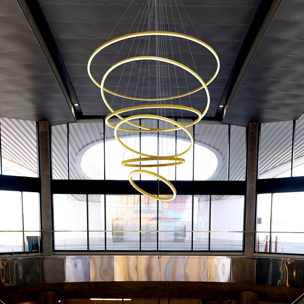 Circle Light Down 6 Tier LED Pendant 150/120/100/80/60/45 Gold / Warm White