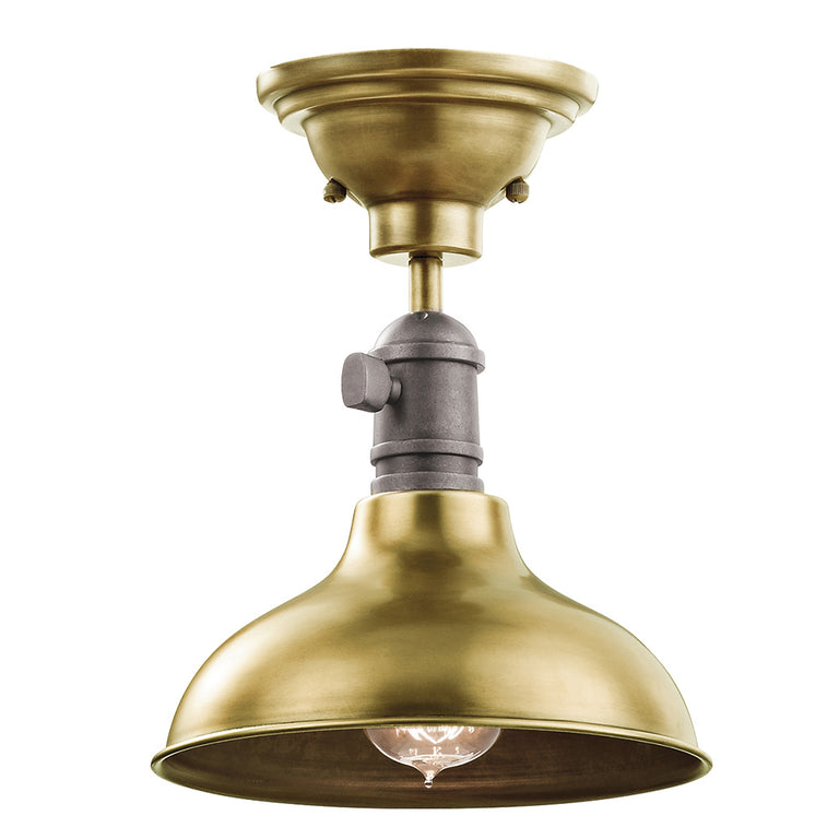 Cobson 1 Light Semi Flush Natural Brass - KL/COBSON/P/BR