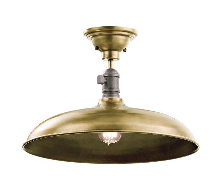 Cobson 1 Light Semi Flush Natural Brass - KL/COBSON/P/BR