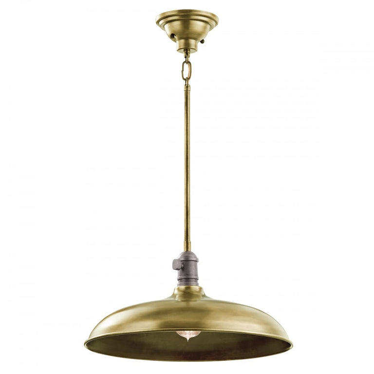 Cobson 1 Light Pendant Natural Brass - KL/COBSON/P/BR