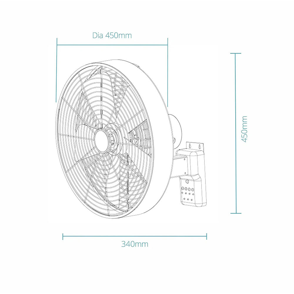Como AC 16" Wall Fan With Remote Control White - MWFC400W