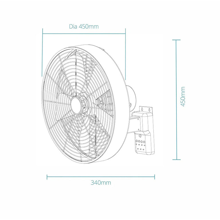 Como AC 16" Wall Fan With Remote Control White - MWFC400W