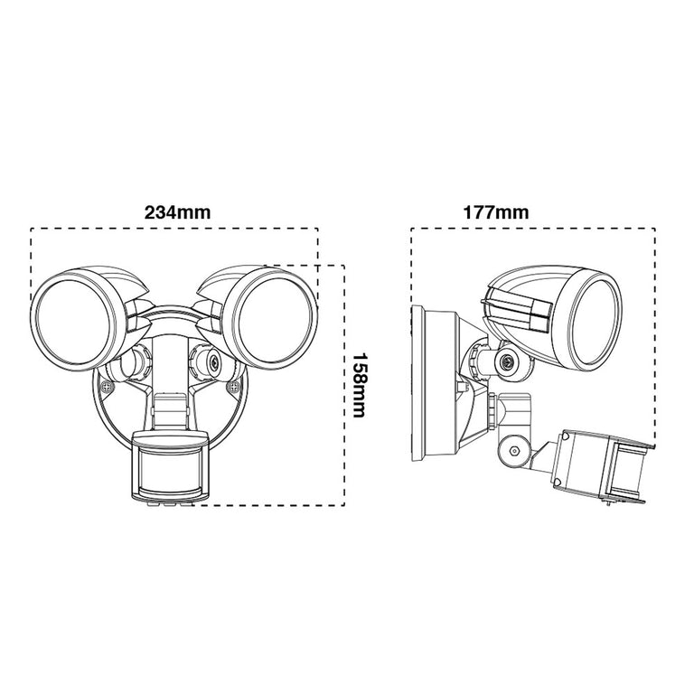 Condor 24W LED Twin Spotlight With Sensor White / Tri-Colour - CONDOR TWIN SENSOR-13966