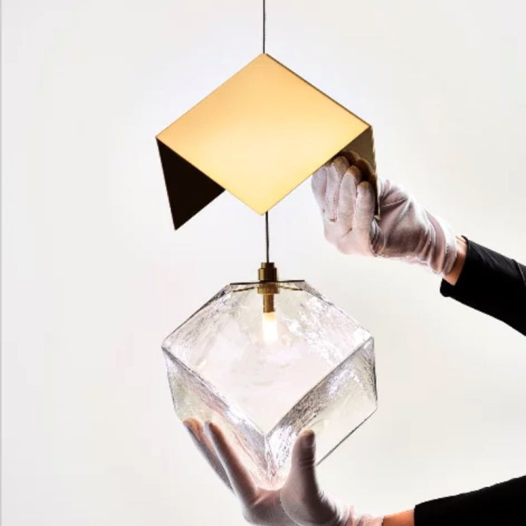 Cube 8 Light Pendant Gold / Chrome