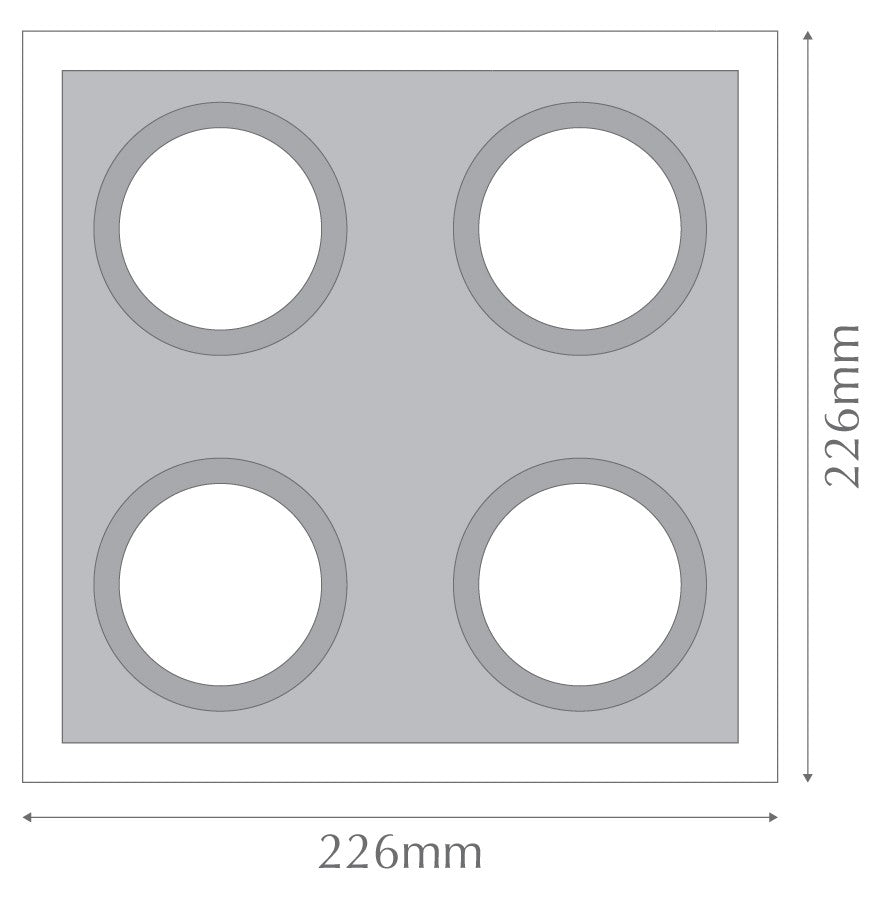 DSL Square Slotter Four Light Downlight Frame White - 70010
