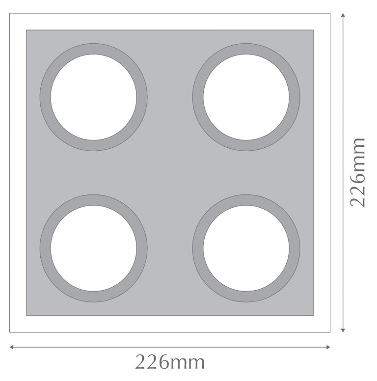 DSL Square Slotter Four Light Downlight Frame White - 70010