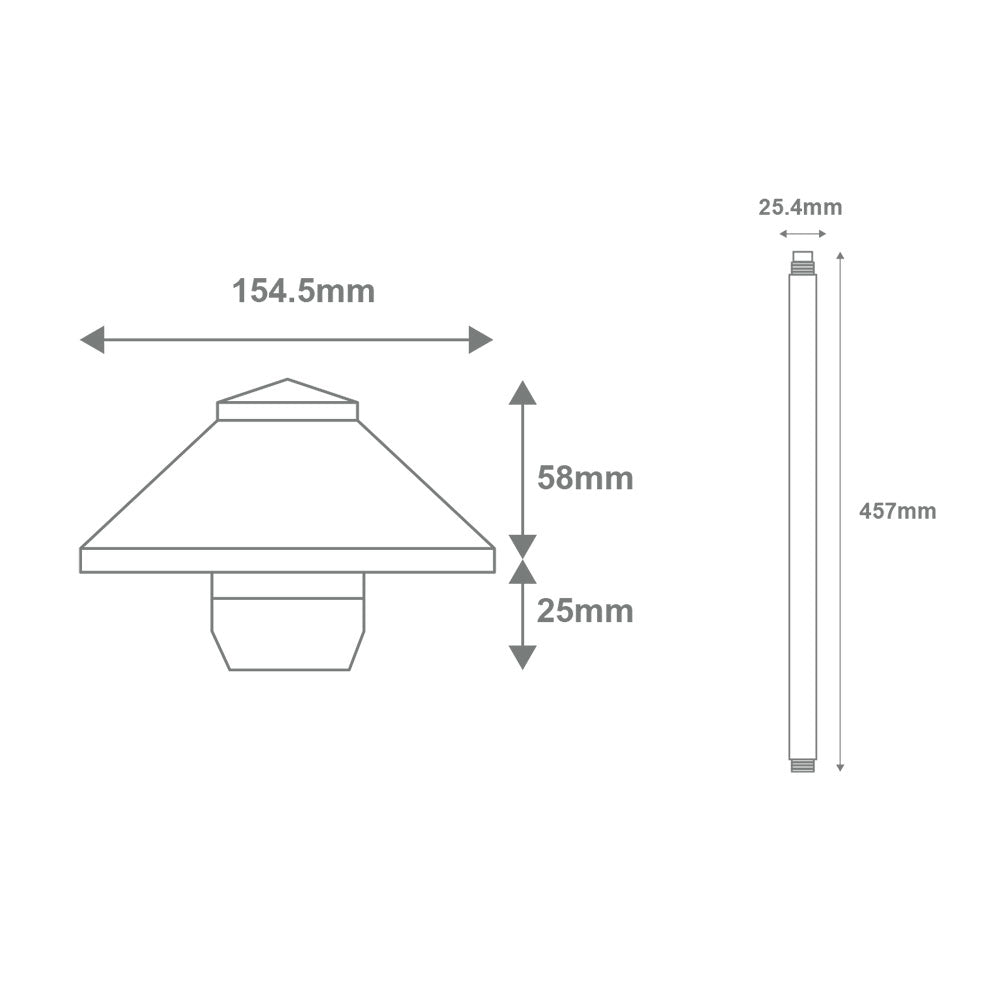 Dusk Medium Head 450mm 4W LED 12V DC Path Light Black / Tri-Colour - 19109