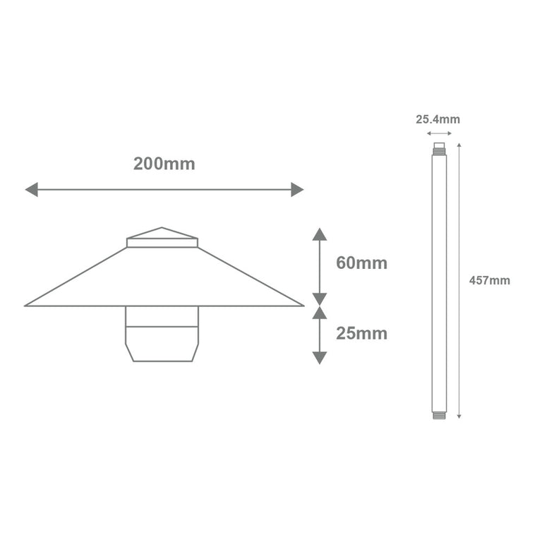 Dusk Large Head 450mm 4W LED 12V DC Path Light Black / Tri-Colour - 19110