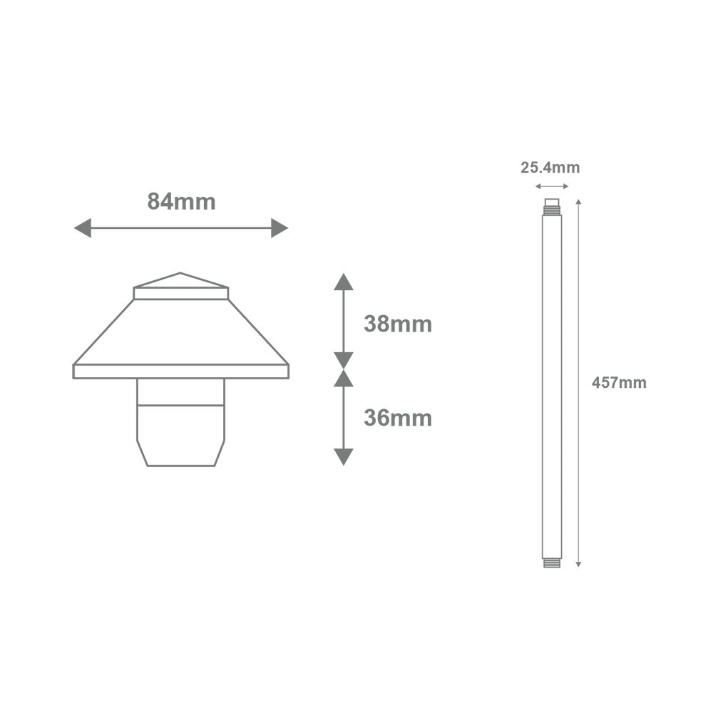 Dusk Small Head 450mm 4W LED 12V DC Path Light Black / Tri-Colour - 19108