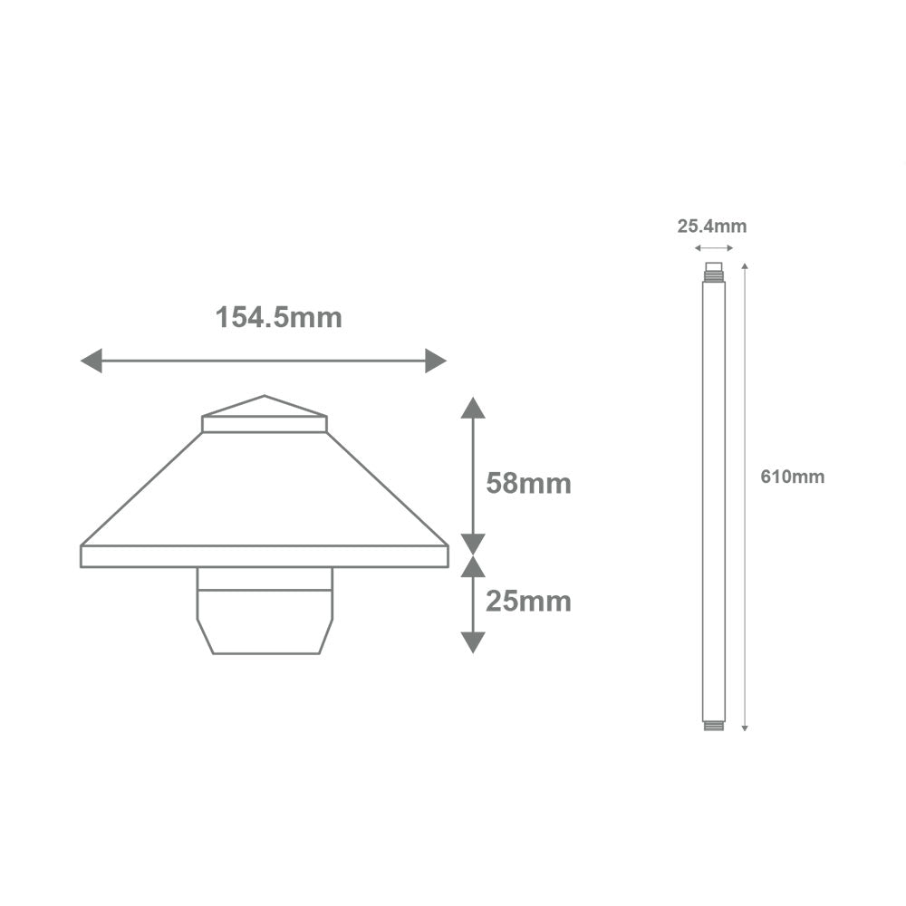 Dusk Medium Head 610mm 4W LED 12V DC Path Light Black / Tri-Colour - 19113