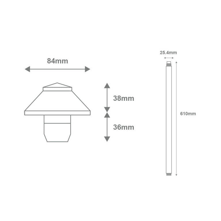 Dusk Small Head 610mm 4W LED 12V DC Path Light Black / Tri-Colour - 19112