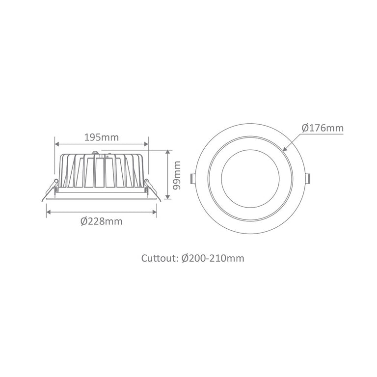 Expo 35W LED Low Glare Dimmable Downlight Black / Tri Colour - 20714