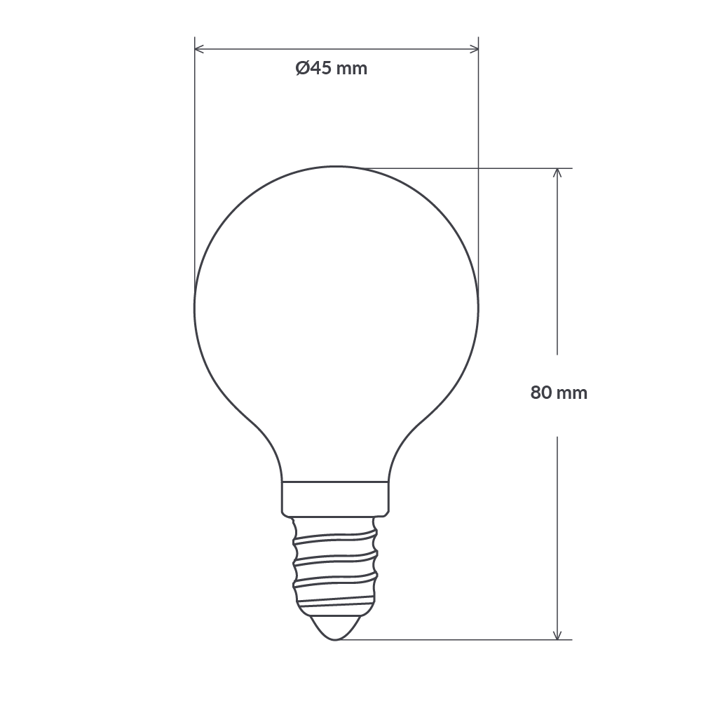 Filament Frosted Fancy Round LED 4W E12 Dimmable / Warm White - F412-G45-F-27K