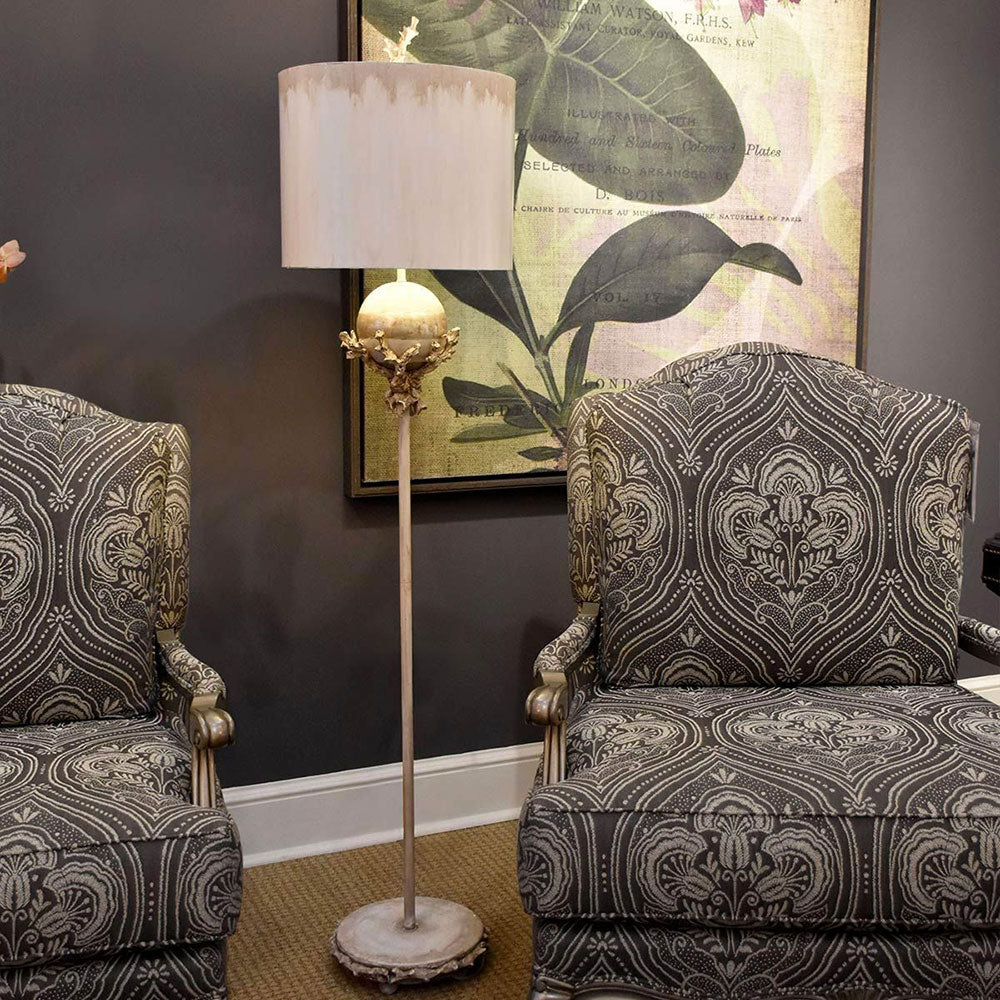 Trellis Floor Lamp Putty Patina & Silver Leaf - FB-TRELLIS-FL