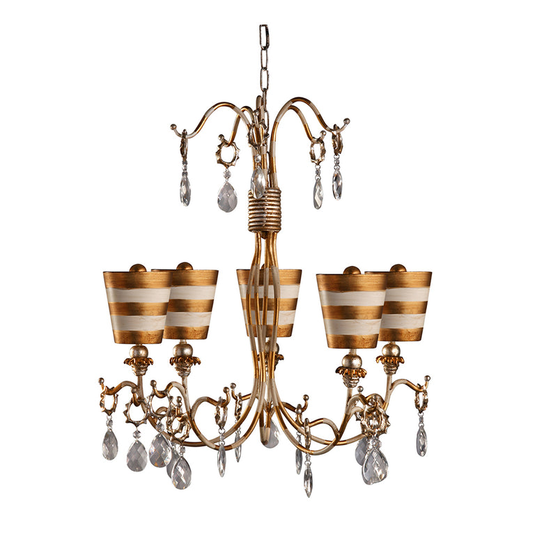 Tivoli 5 Light Chandelier Gold & Cream Patina - FB-TIVOLI5-GD