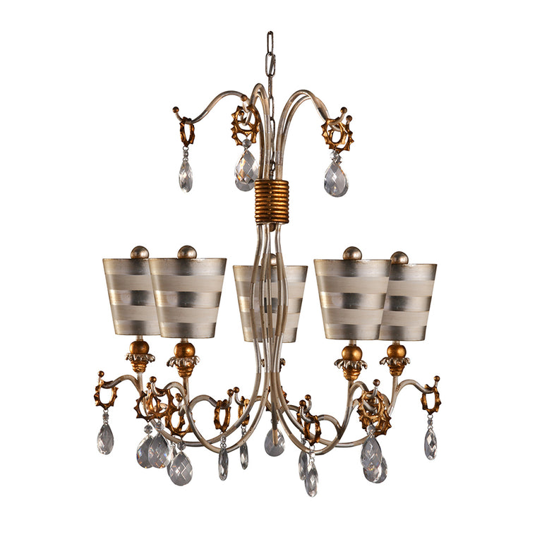 Tivoli 5 Light Chandelier Silver & Cream Patina - FB-TIVOLI5-SV
