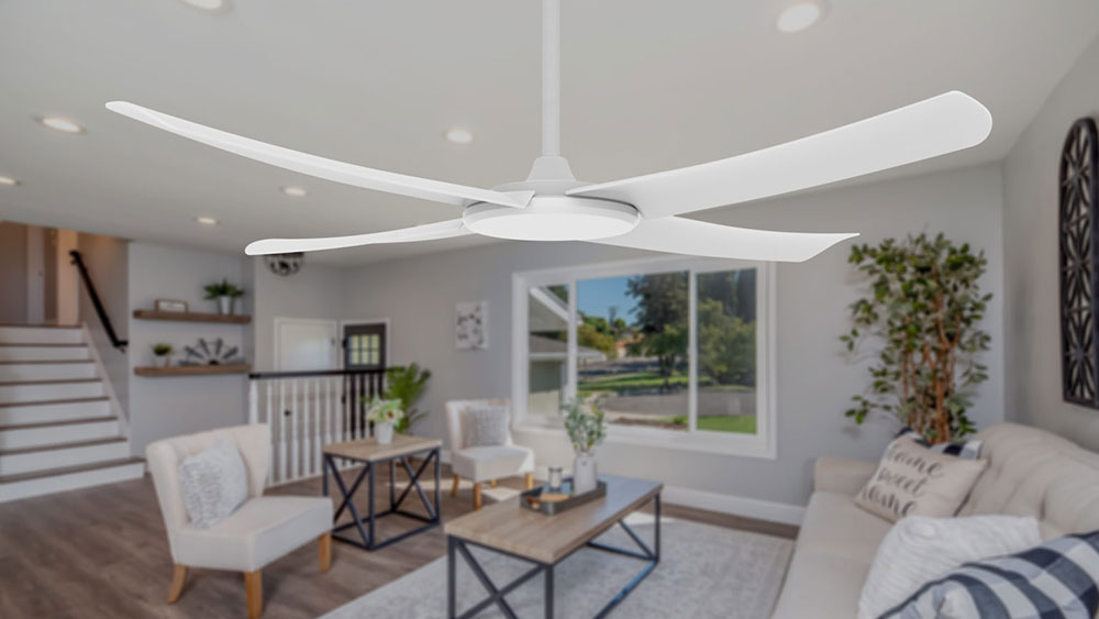 Flatjet (3/4/5) 56" DC Indoor / Outdoor Ceiling Fan Matt White Motor / White Polymer Blades - FLJ56MW