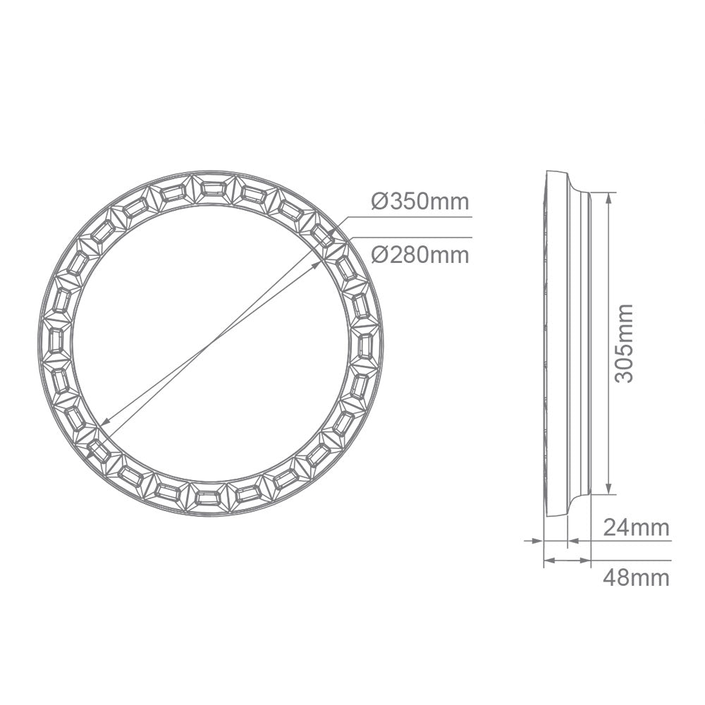 Gear-350 24W Dimmable LED Oyster Tri-Colour IP54 - 22672