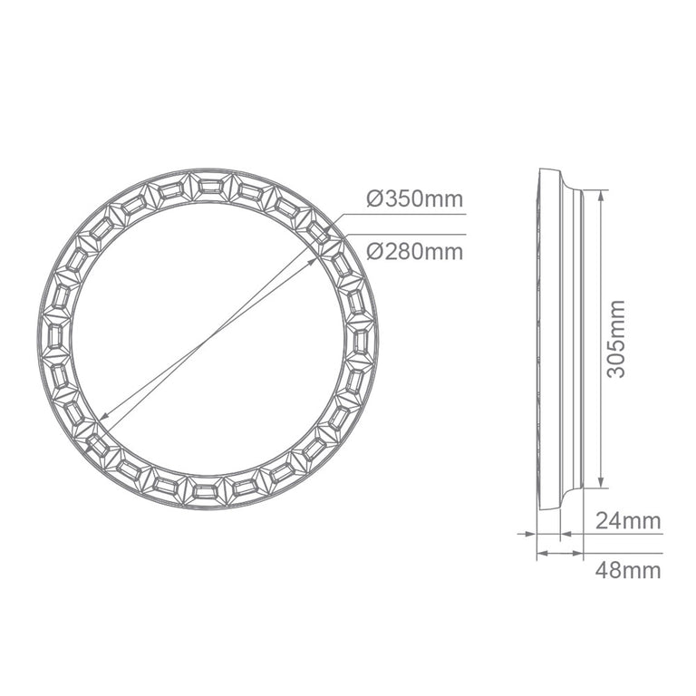 Gear-350 24W Dimmable LED Oyster Tri-Colour IP54 - 22672