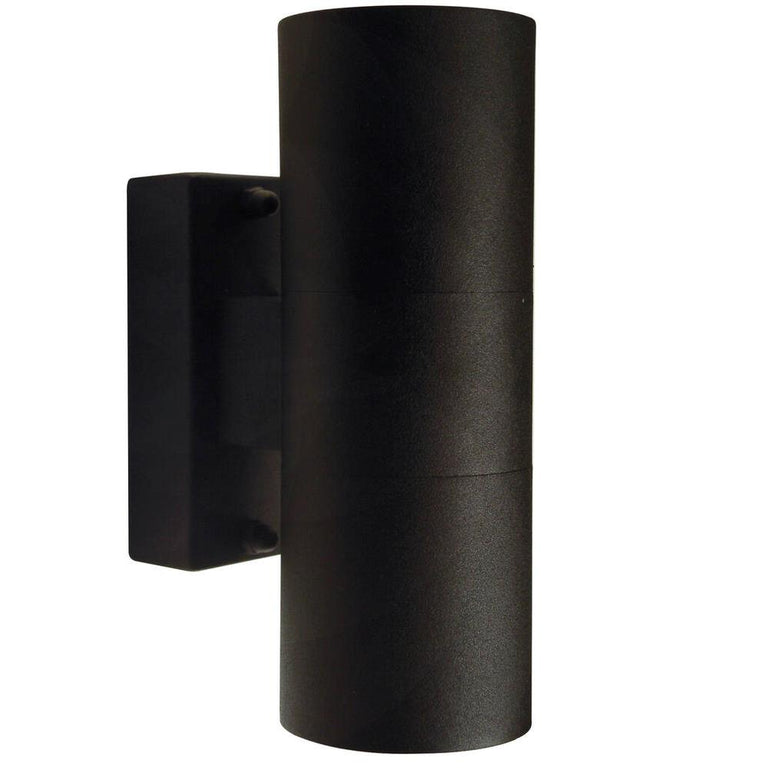 Tin 240V GU10 Up & Down Wall Pillar Light Black - 21279903