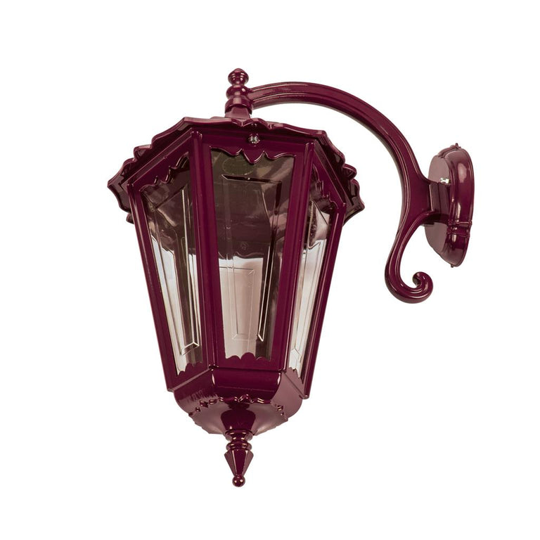 Chester Curved Arm Downward Wall Light Large Burgundy - 15105